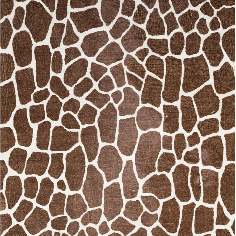 8" X 10" Brown Animal Print Shag Non Skid Area Rug