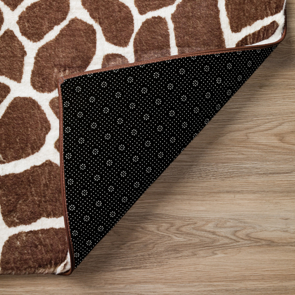 8" X 10" Brown Animal Print Shag Non Skid Area Rug