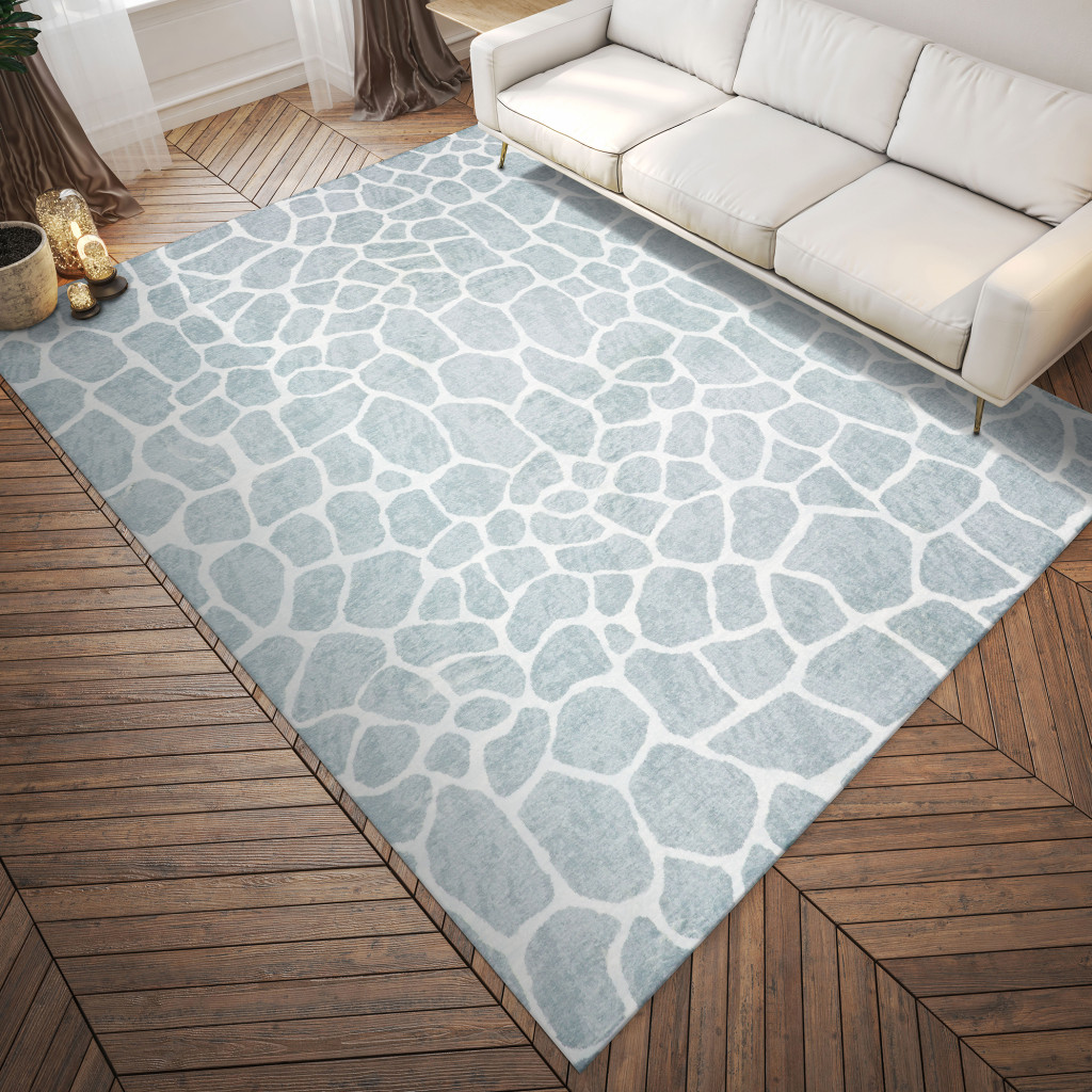 3" X 5" Gray and Ivory Animal Print Handmade Non Skid Area Rug