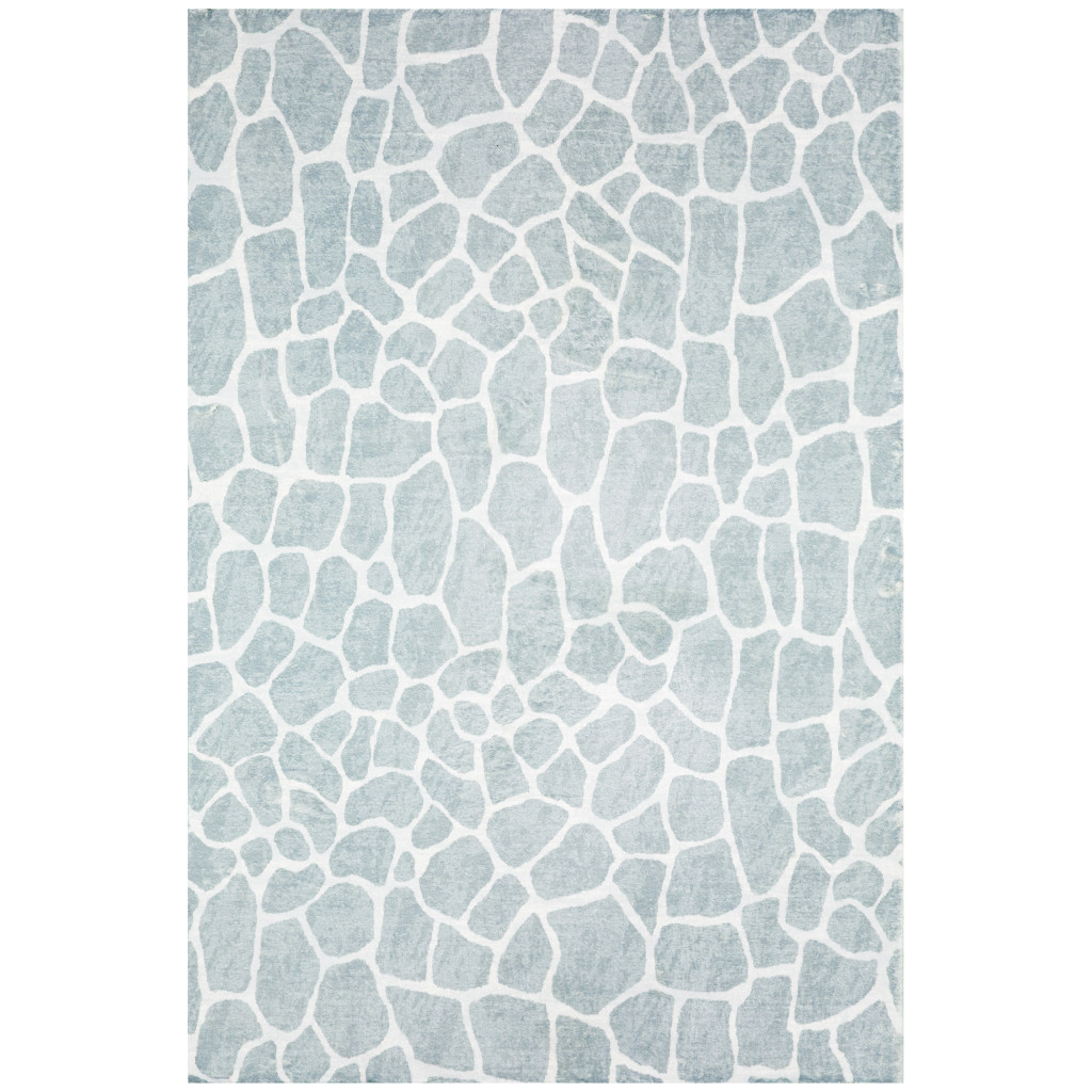 8" X 10" Gray and Ivory Animal Print Handmade Non Skid Area Rug