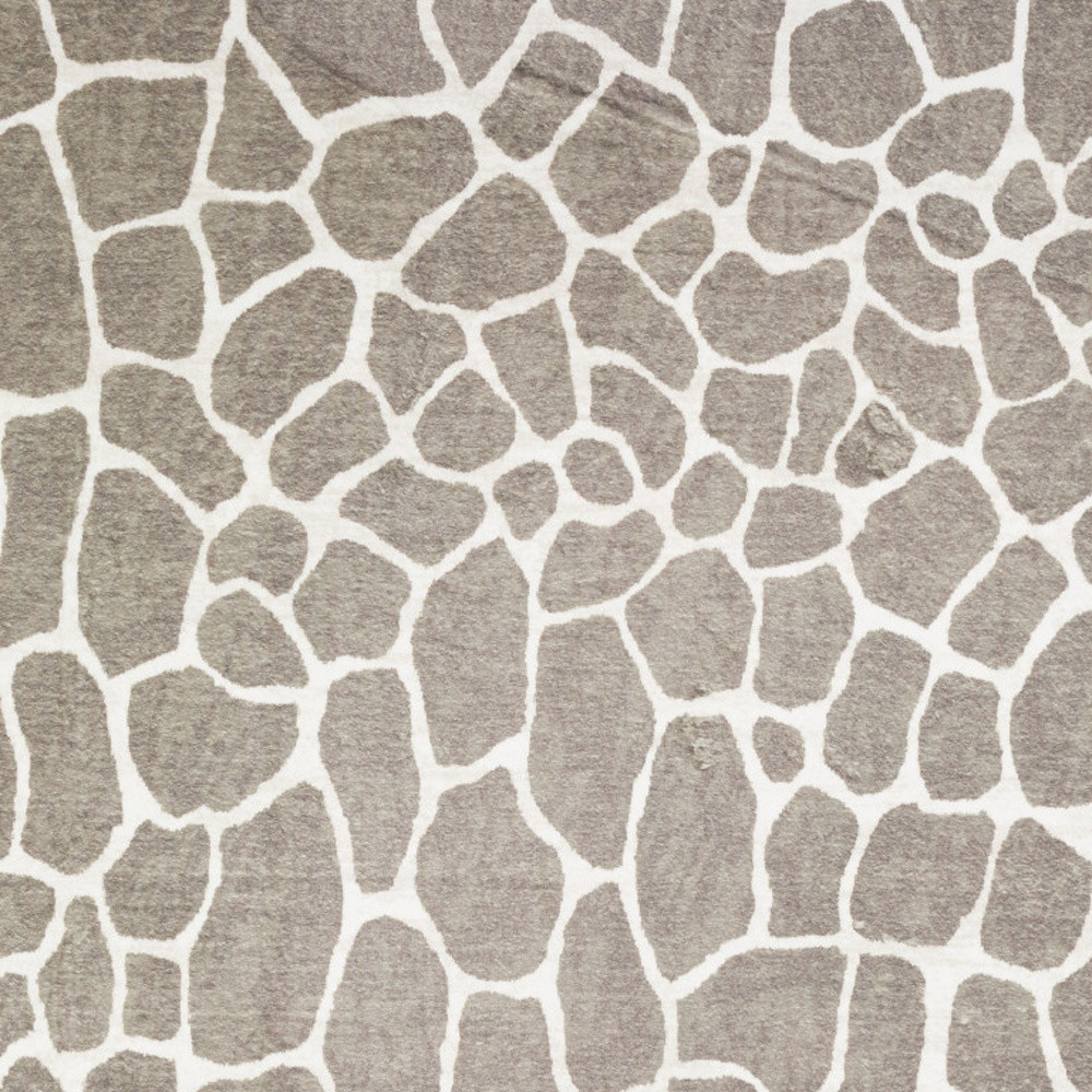 2" X 3" Beige Giraffe Print Shag Handmade Non Skid Area Rug