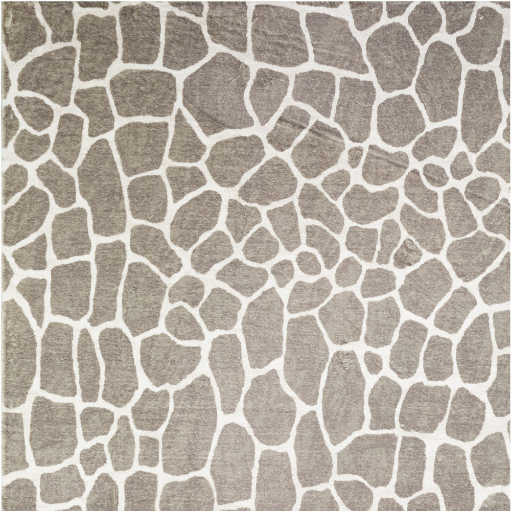 2" X 8" Beige Giraffe Print Shag Handmade Non Skid Runner Rug