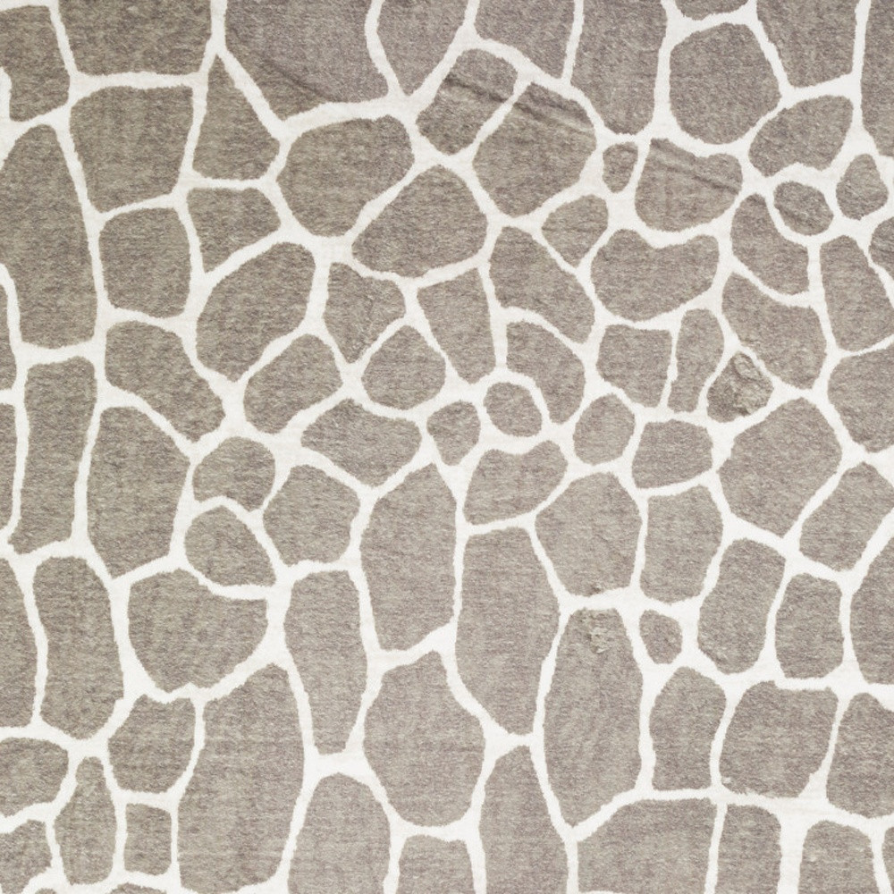 3" X 5" Beige Giraffe Print Shag Handmade Non Skid Area Rug