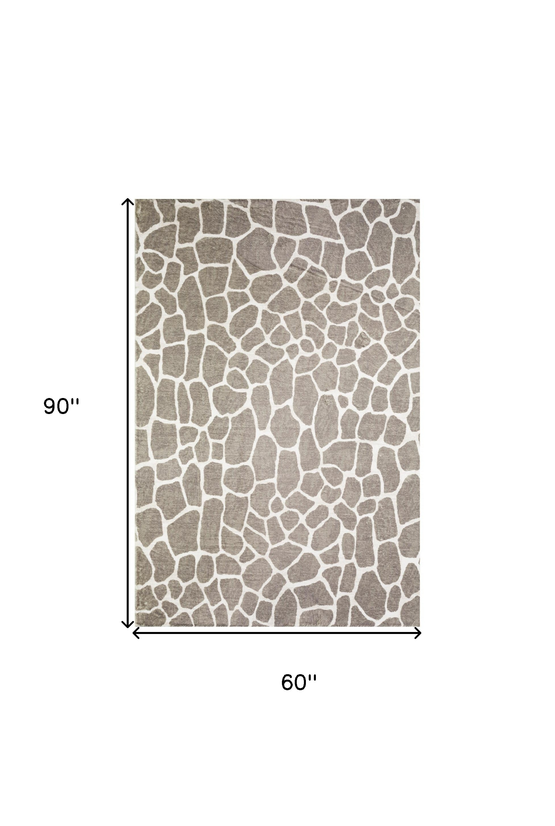 5" X 8" Beige Giraffe Print Shag Handmade Non Skid Area Rug