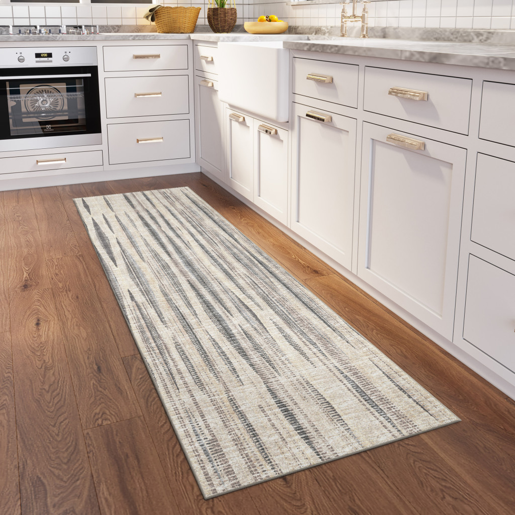 3" X 8" Ivory Ombre Tufted Handmade Runner Rug