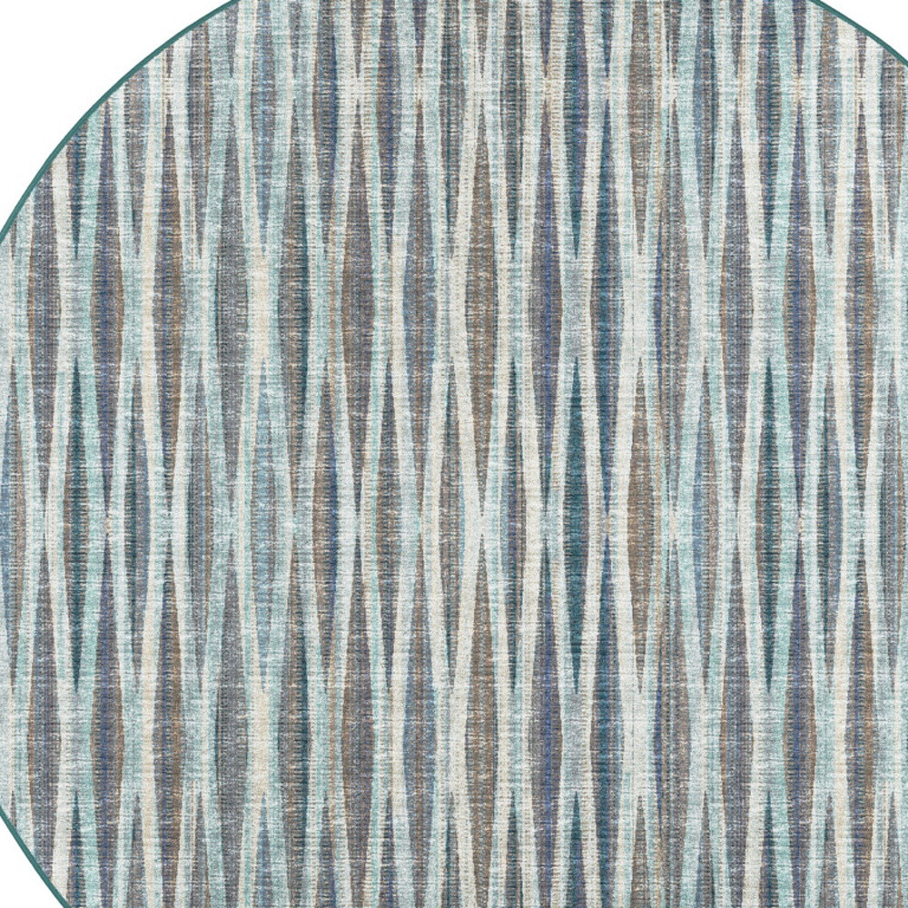 10" Blue Round Ombre Tufted Handmade Area Rug