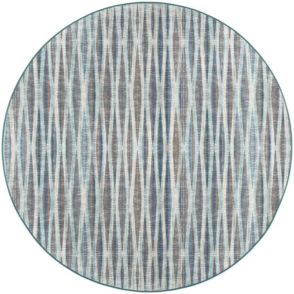10" Blue Round Ombre Tufted Handmade Area Rug