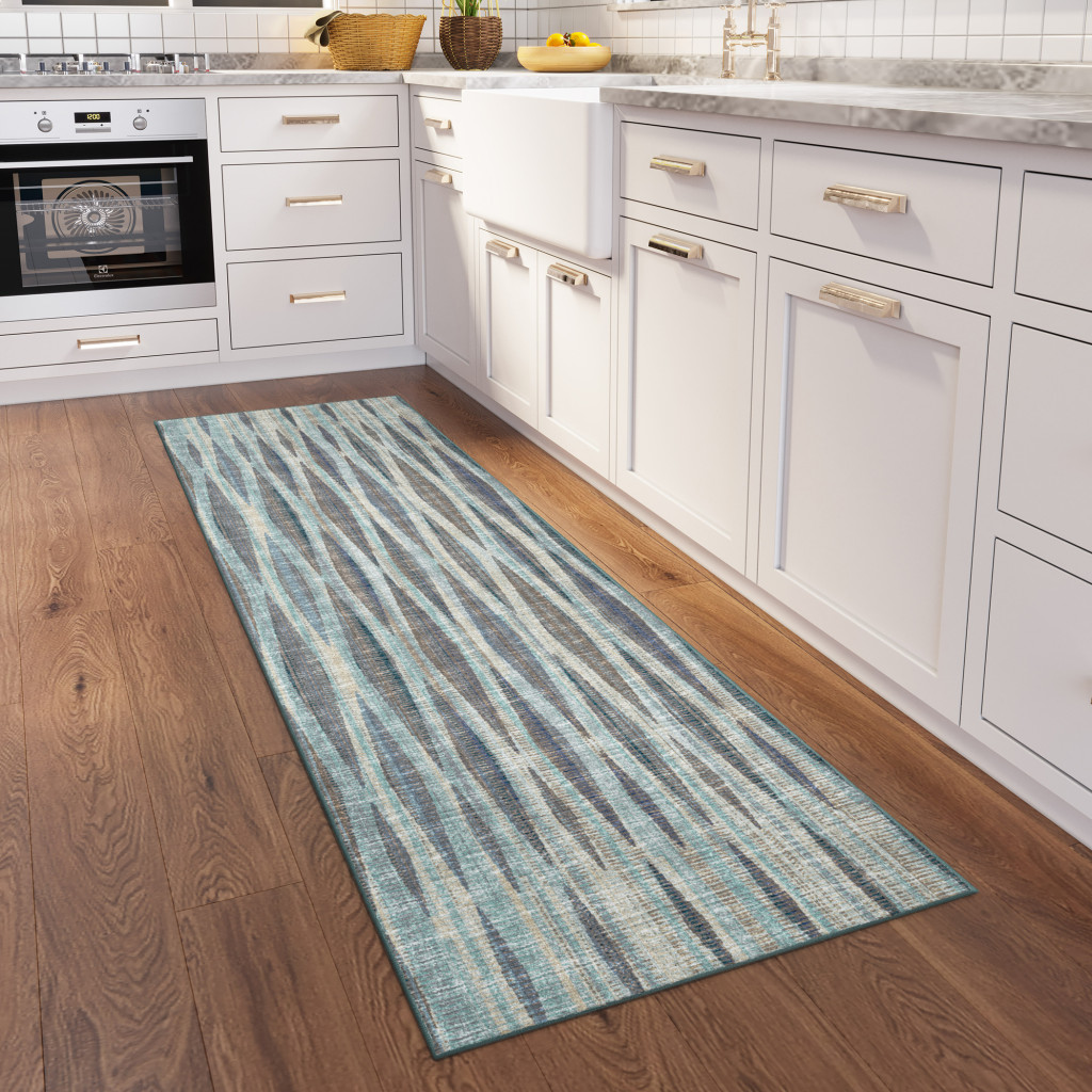 3 X 8 Blue Ombre Tufted Handmade Runner Rug