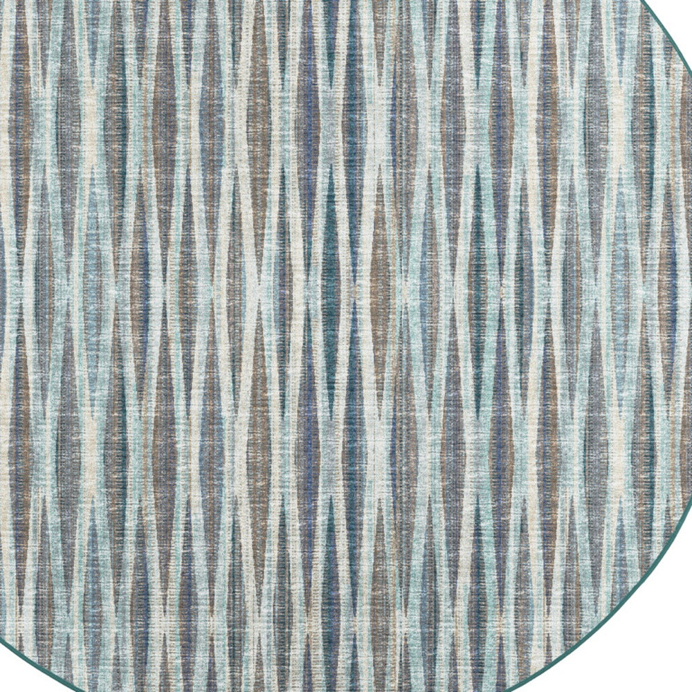 4" Blue Round Ombre Tufted Handmade Area Rug