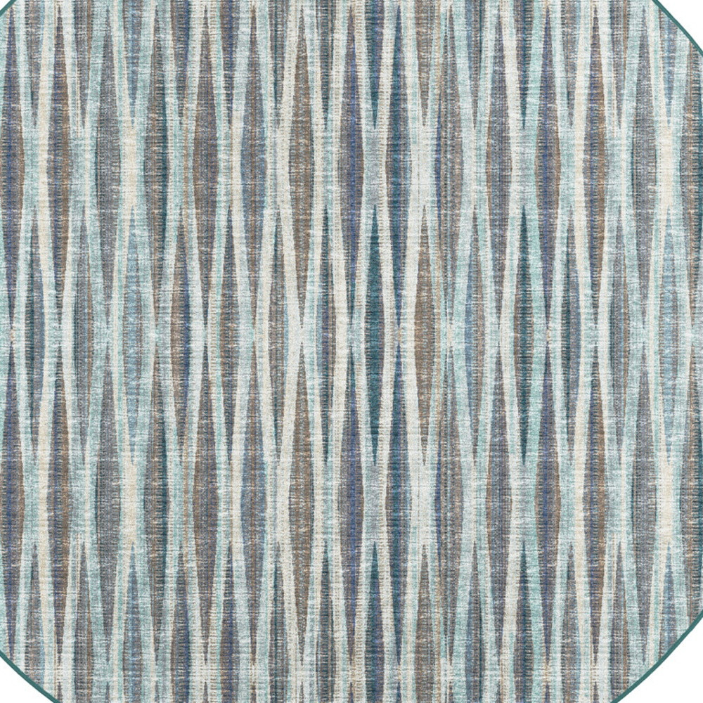 8" X 8" Blue Round Ombre Tufted Handmade Area Rug