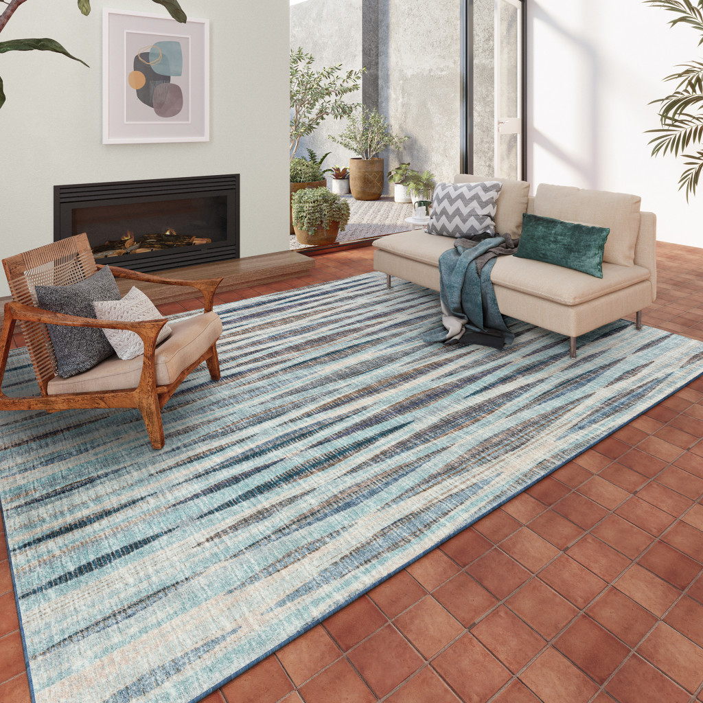 9" X 12" Blue Ombre Tufted Handmade Area Rug