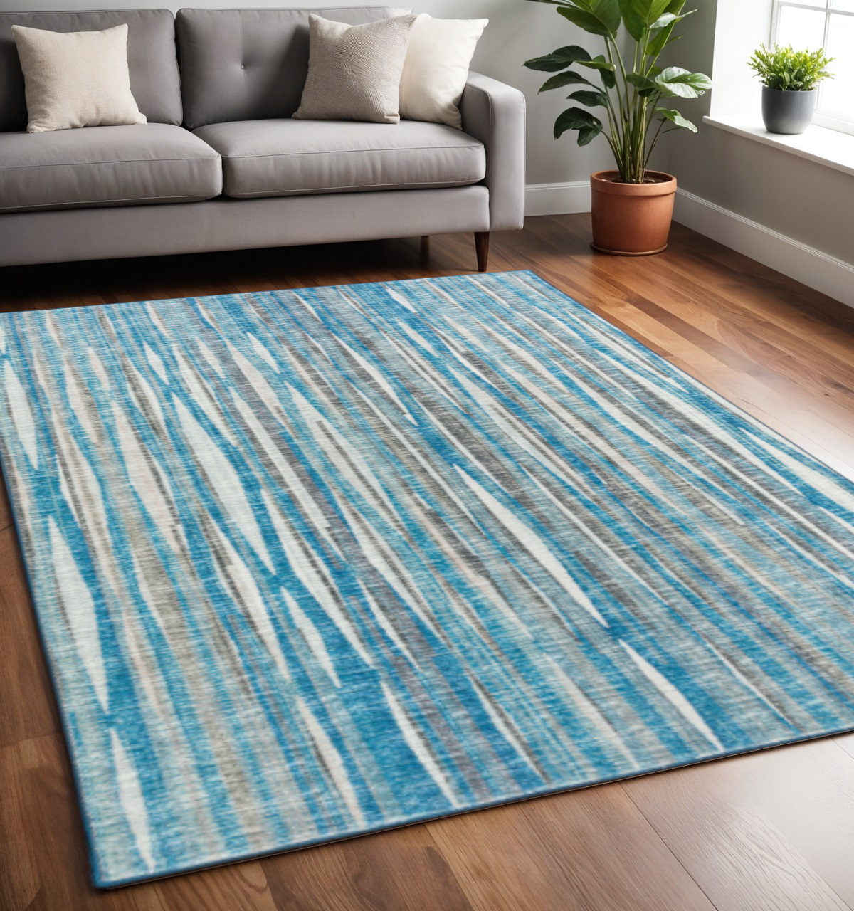 5' X 8' Blue Ombre Tufted Handmade Area Rug-491789-1