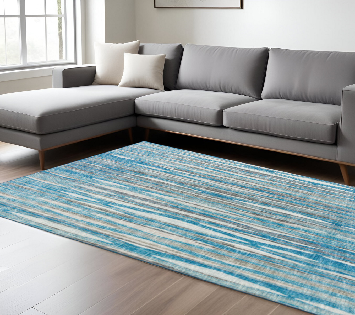 9' X 12' Blue Ombre Tufted Handmade Area Rug-491792-1