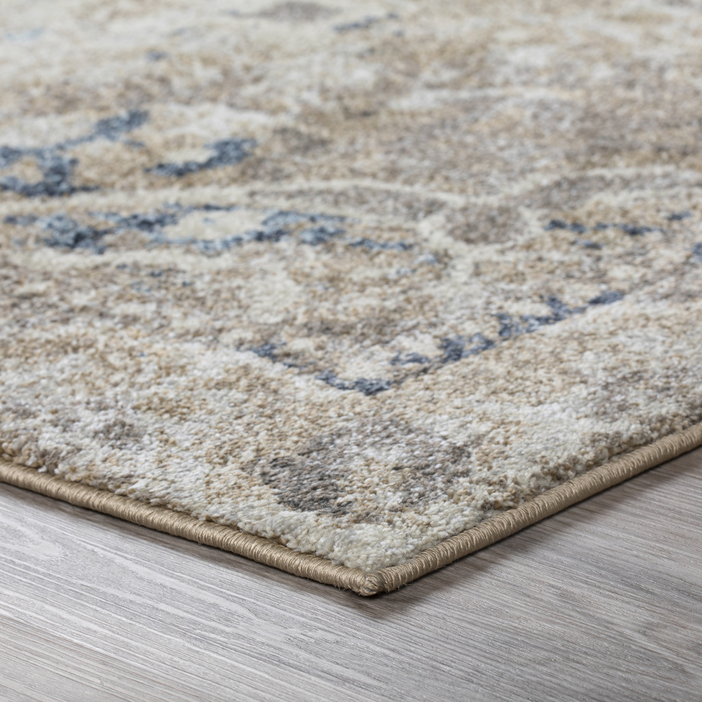 5 X 8 Ivory Oriental Distressed Area Rug