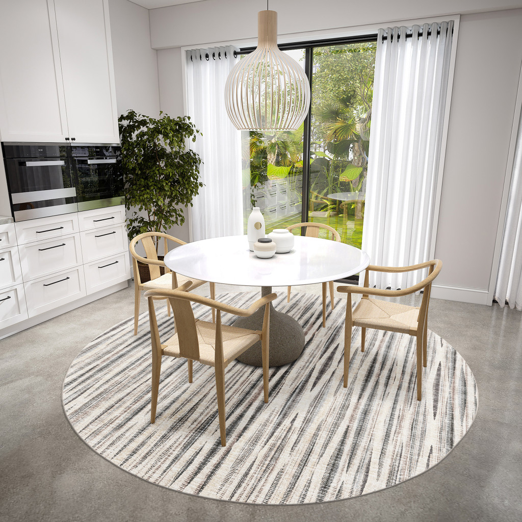 6 Ivory Round Ombre Tufted Handmade Area Rug