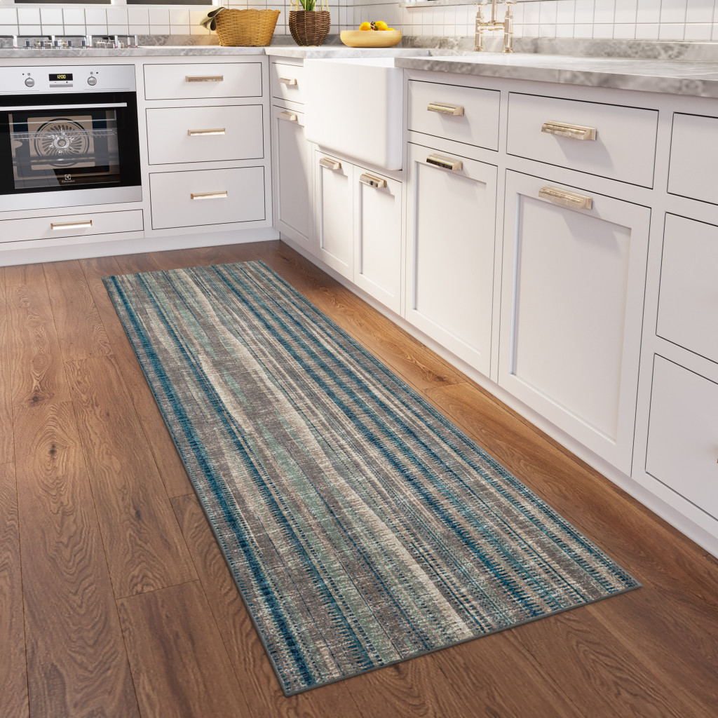 12" Brown and Beige Ombre Hand Tufted Runner Rug