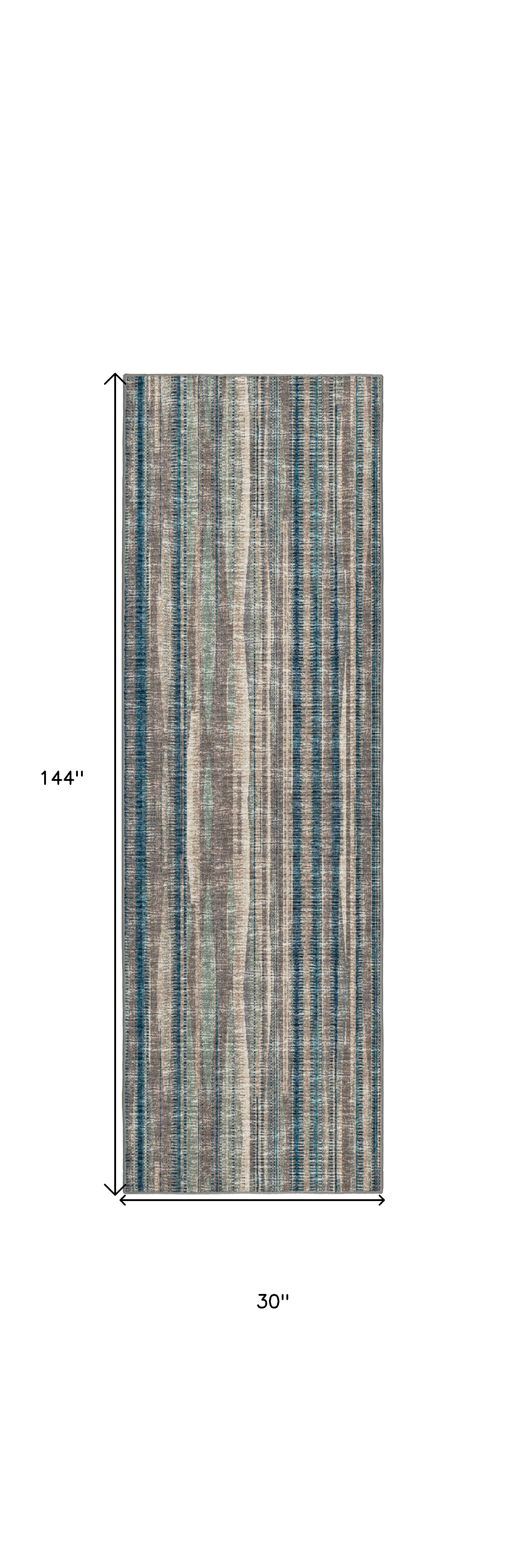 12" Brown and Beige Ombre Hand Tufted Runner Rug