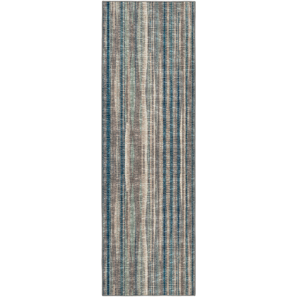 12" Brown and Beige Ombre Hand Tufted Runner Rug