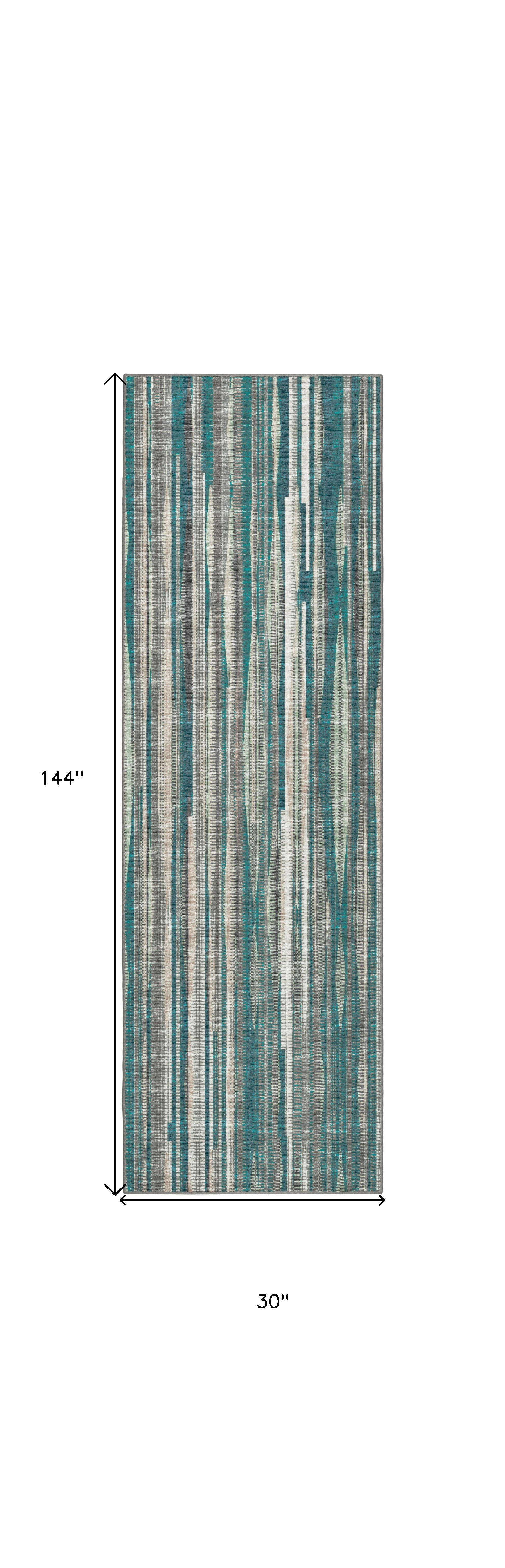12" Blue and Ivory Ombre Hand Tufted Runner Rug