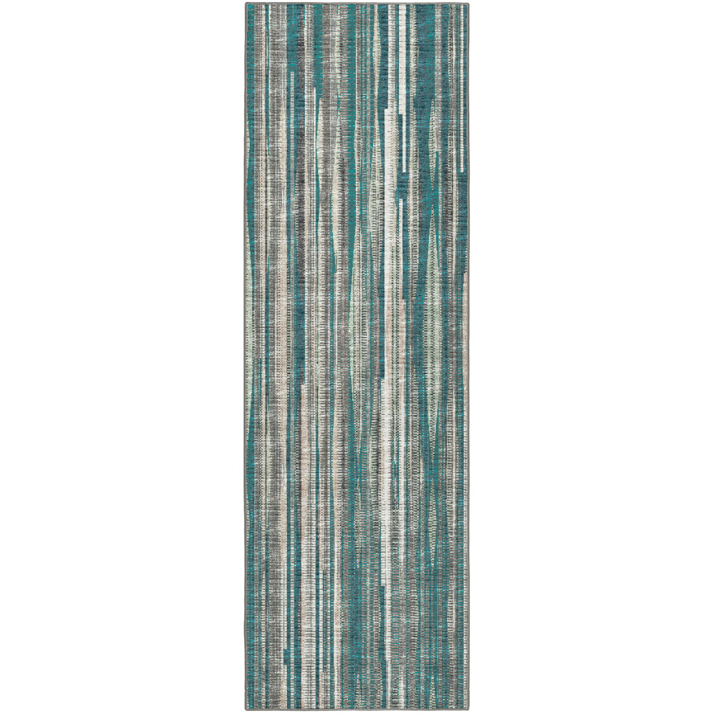 12" Blue and Ivory Ombre Hand Tufted Runner Rug
