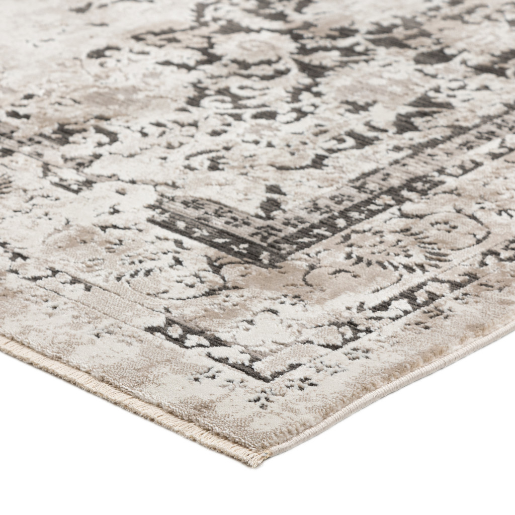 5" X 8" Black Oriental Area Rug With Fringe