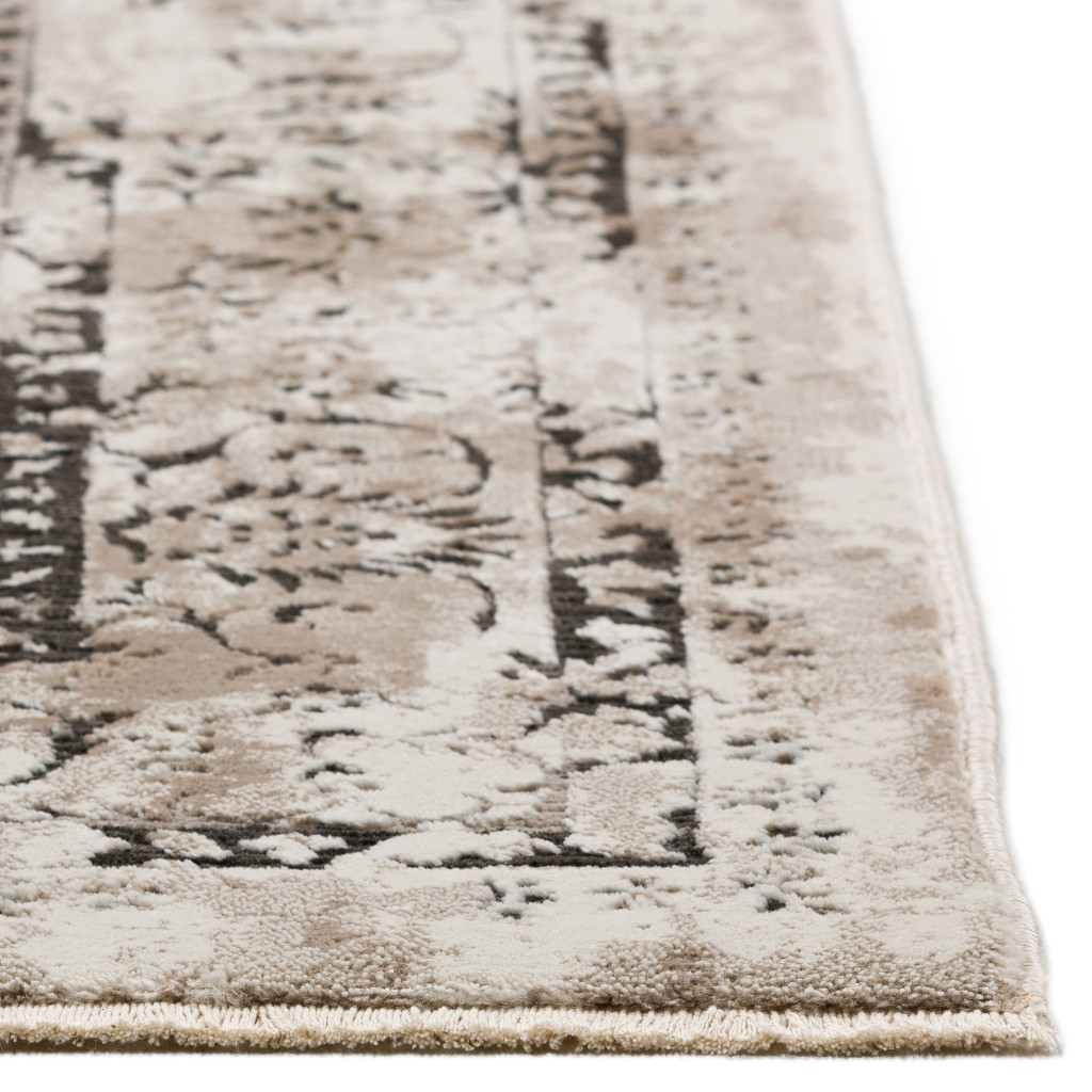 5" X 8" Black Oriental Area Rug With Fringe