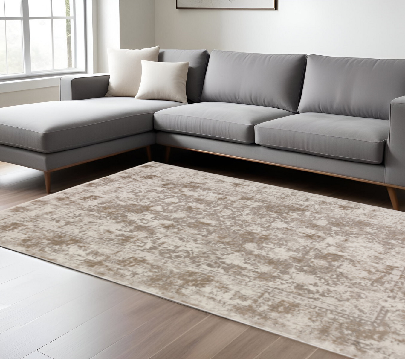 9' X 13' Brown Oriental Area Rug With Fringe-493111-1