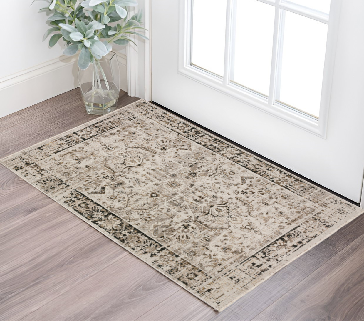 3' X 5' Gray Oriental Area Rug With Fringe-493124-1