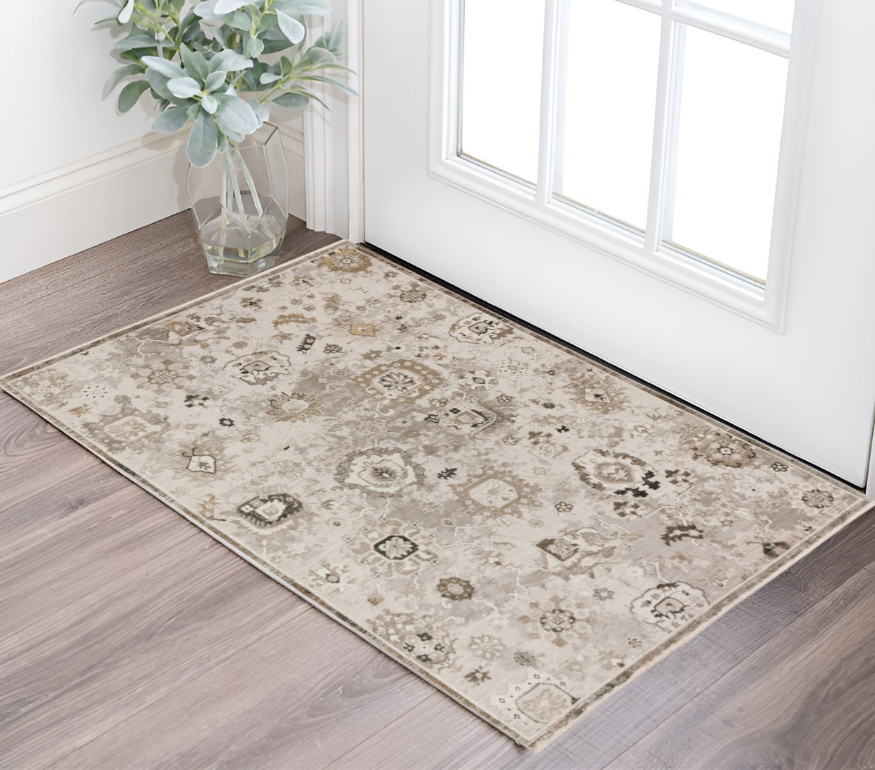 3' X 5' Gray Oriental Area Rug With Fringe-493128-1