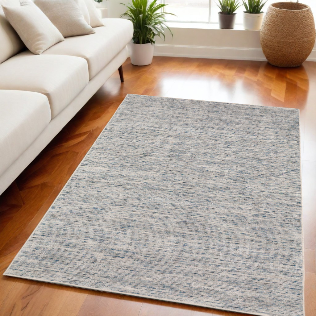 5' X 8' Blue Wool Hand Loomed Handmade Area Rug-493209-1