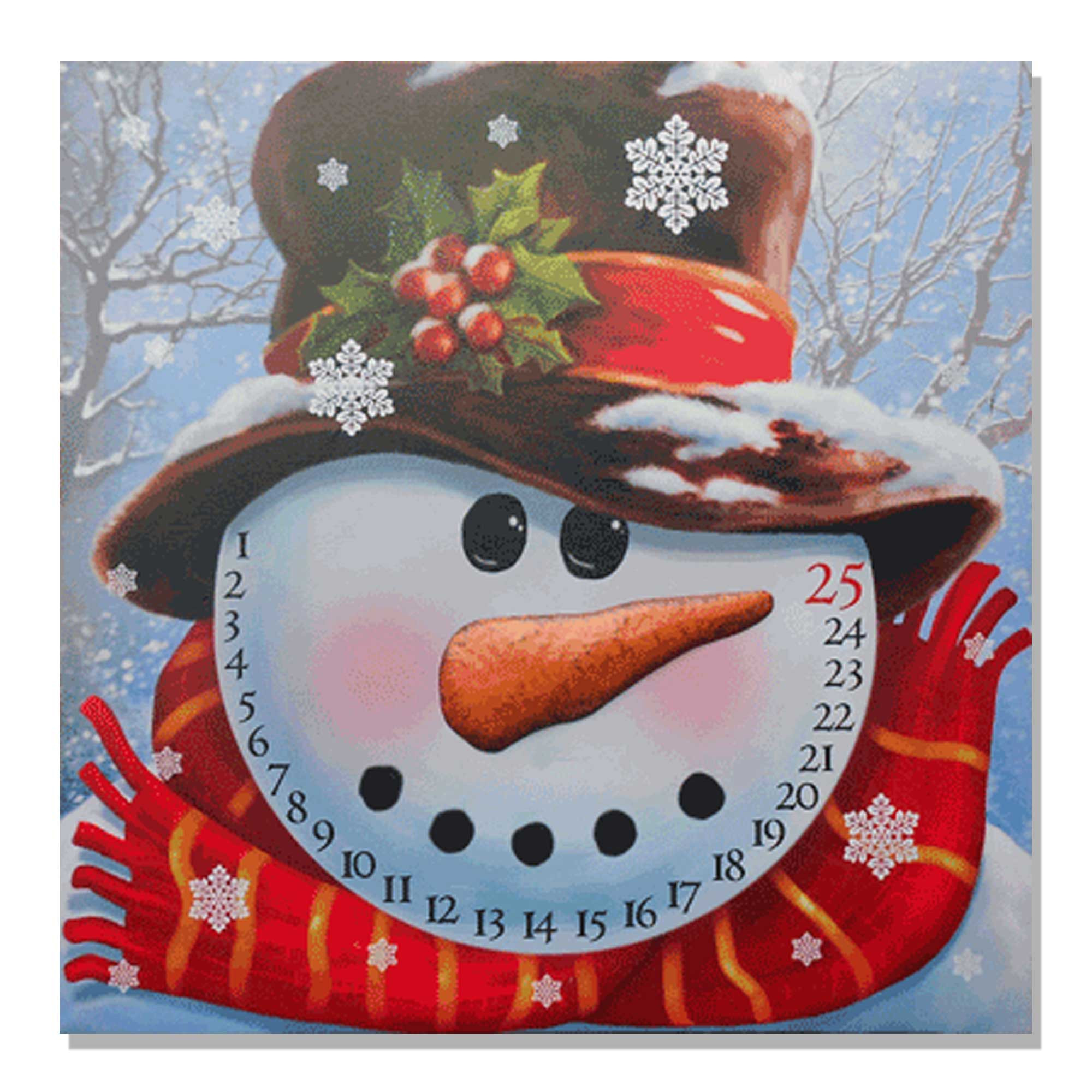 count Down To christmas - Snowman canvas Wrapped canvas Print Wall Art