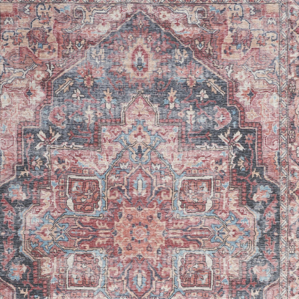 6" X 9" Multicolor Medallion Distressed Washable Area Rug