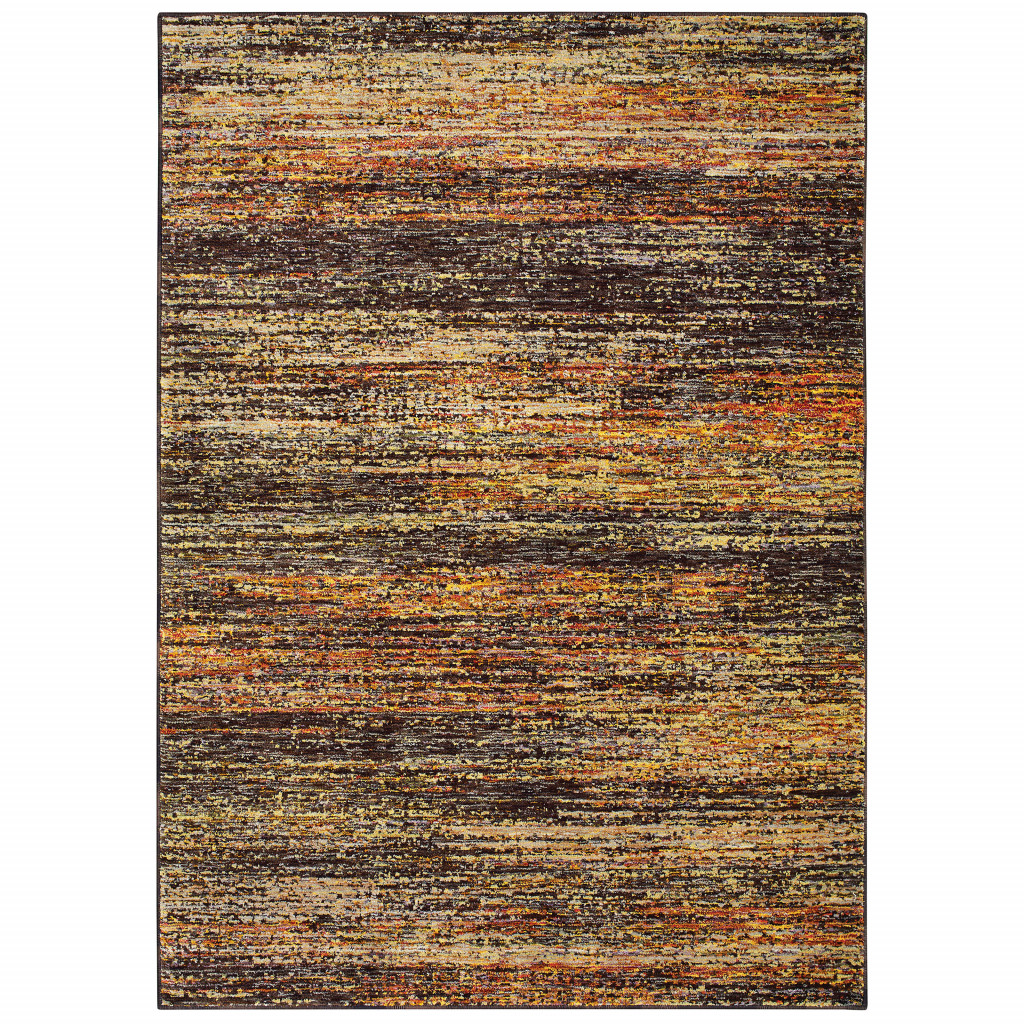 2 X 3 Brown Rust Red gold Orange And Tan Abstract Power Loom Stain Resistant Area Rug