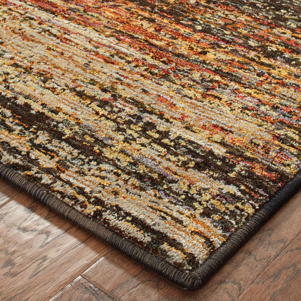 2 X 3 Brown Rust Red gold Orange And Tan Abstract Power Loom Stain Resistant Area Rug