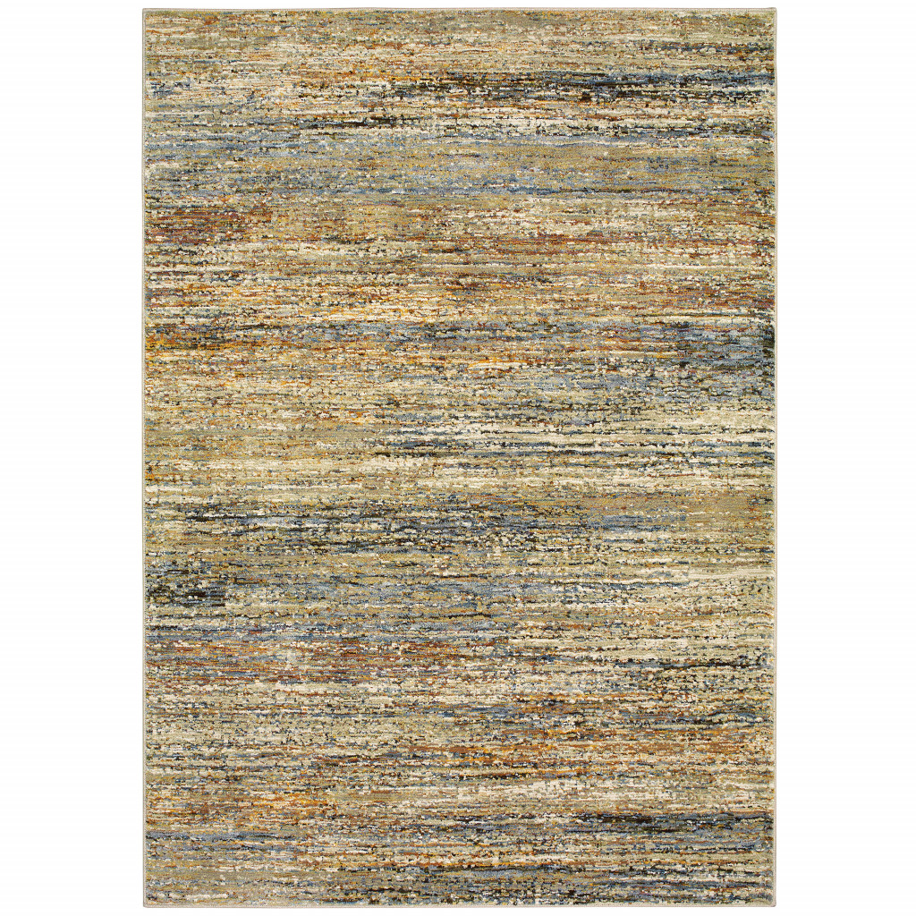 2" X 3" Blue and Ivory Abstract Power Loom Area Rug