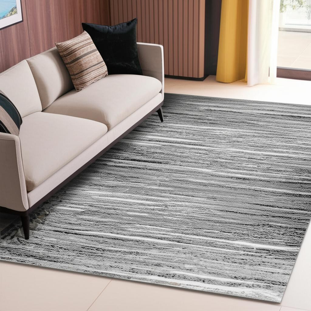 5' X 8' Grey Abstract Area Rug-506623-1