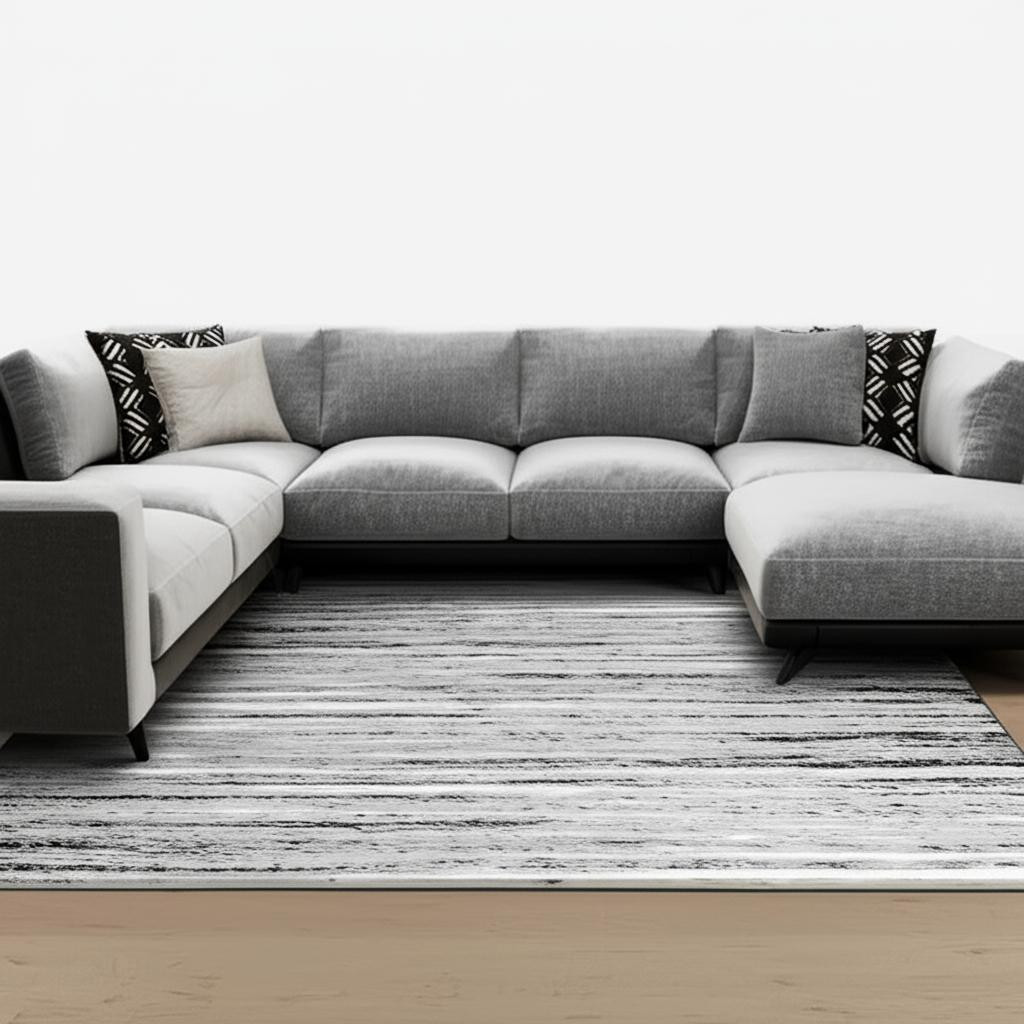 7' X 10' Grey Abstract Area Rug-506624-1