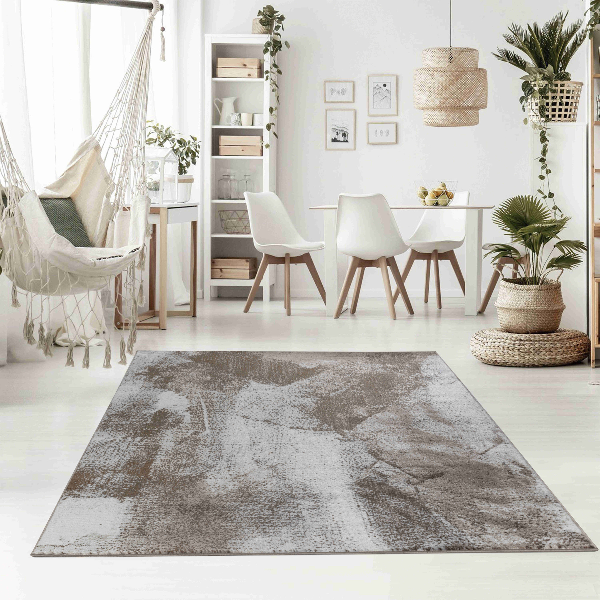 8" X 11" Brown Abstract Area Rug