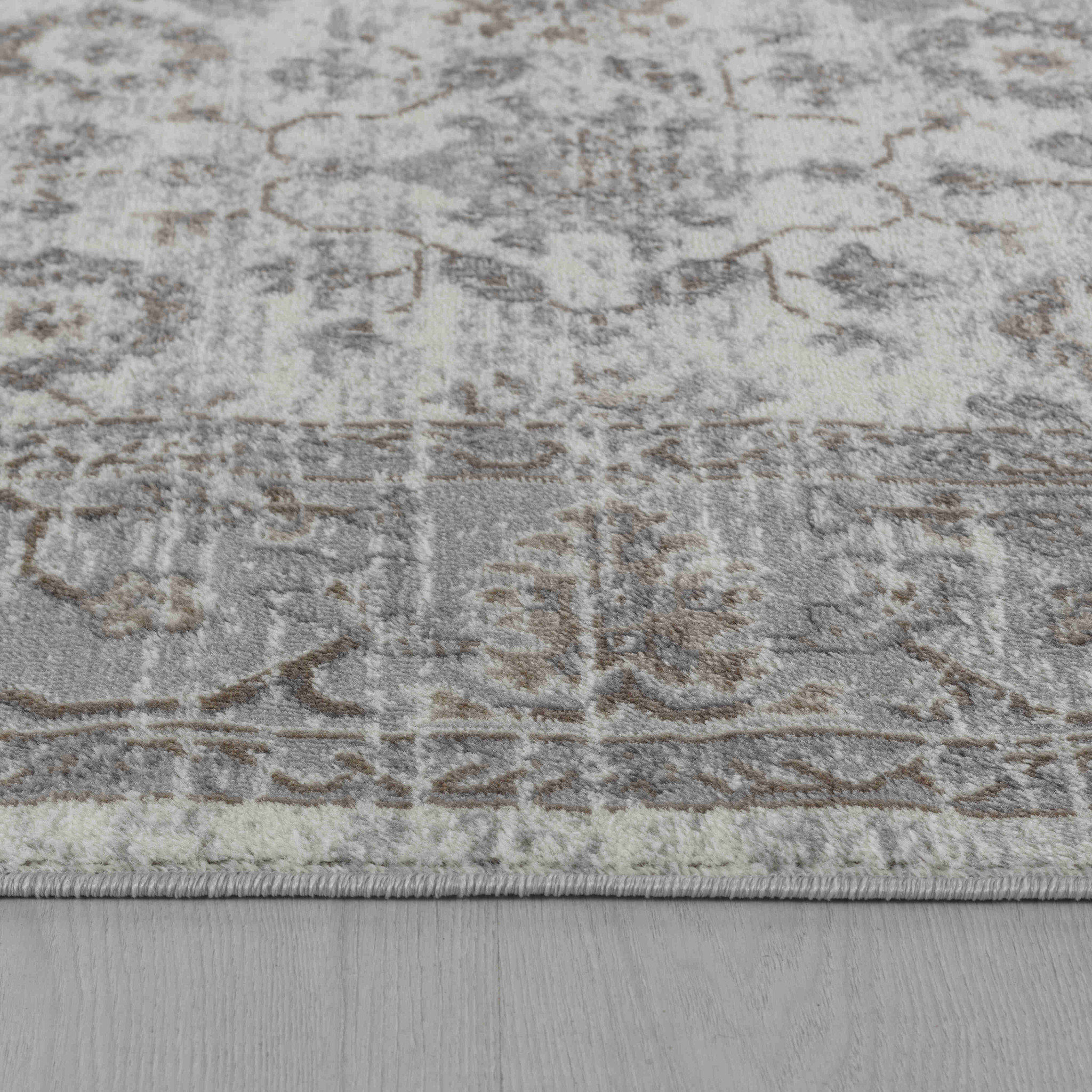 5" X 8" Grey Oriental Area Rug