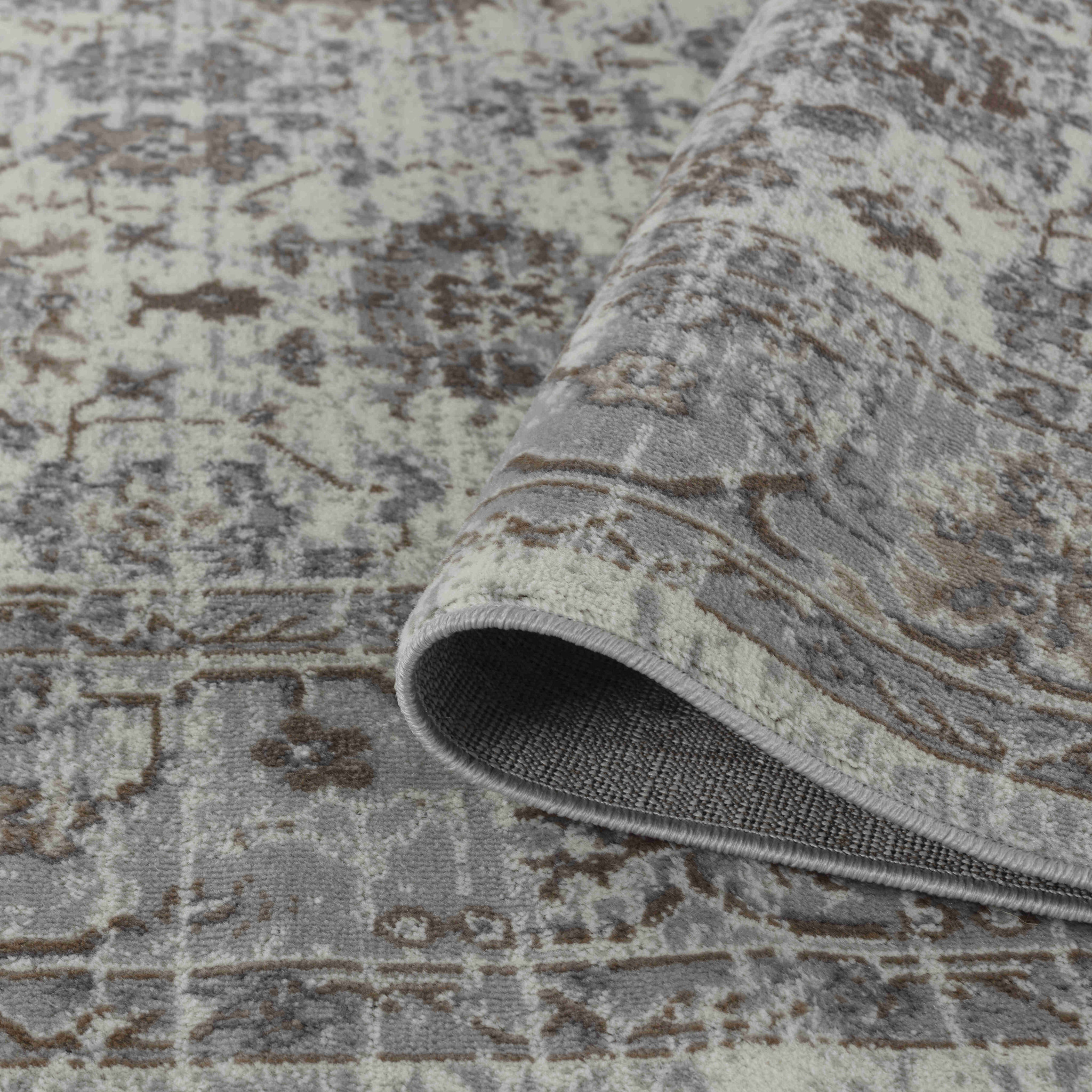 5" X 8" Grey Oriental Area Rug