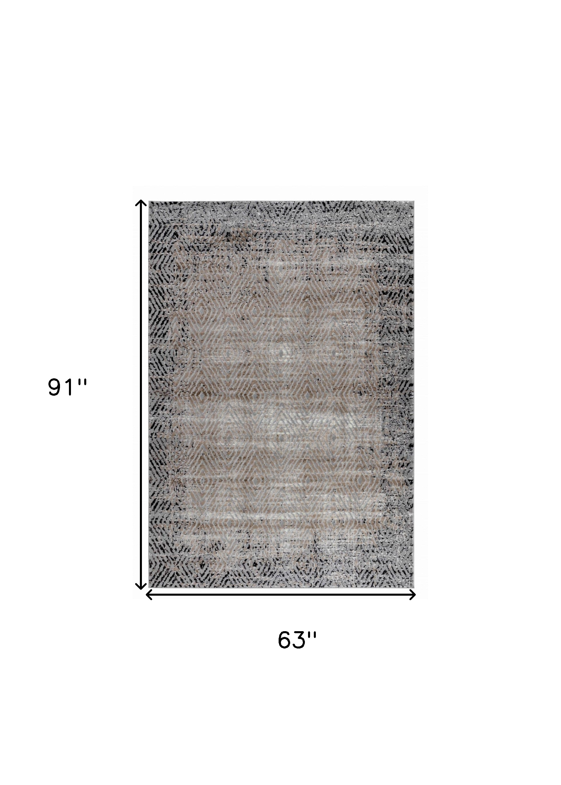 5" X 8" Brown Geometric Area Rug