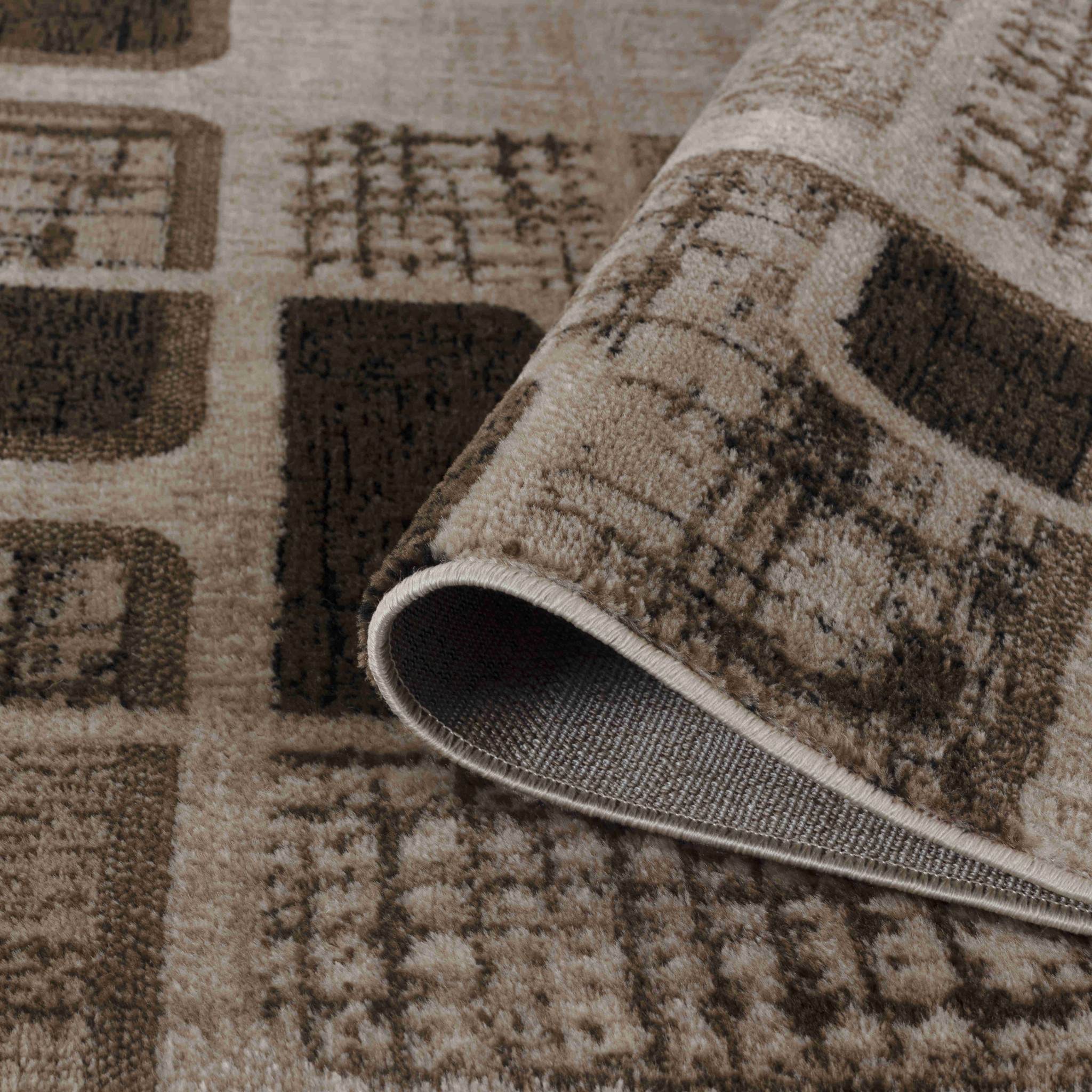 7" X 10" Brown Geometric Area Rug