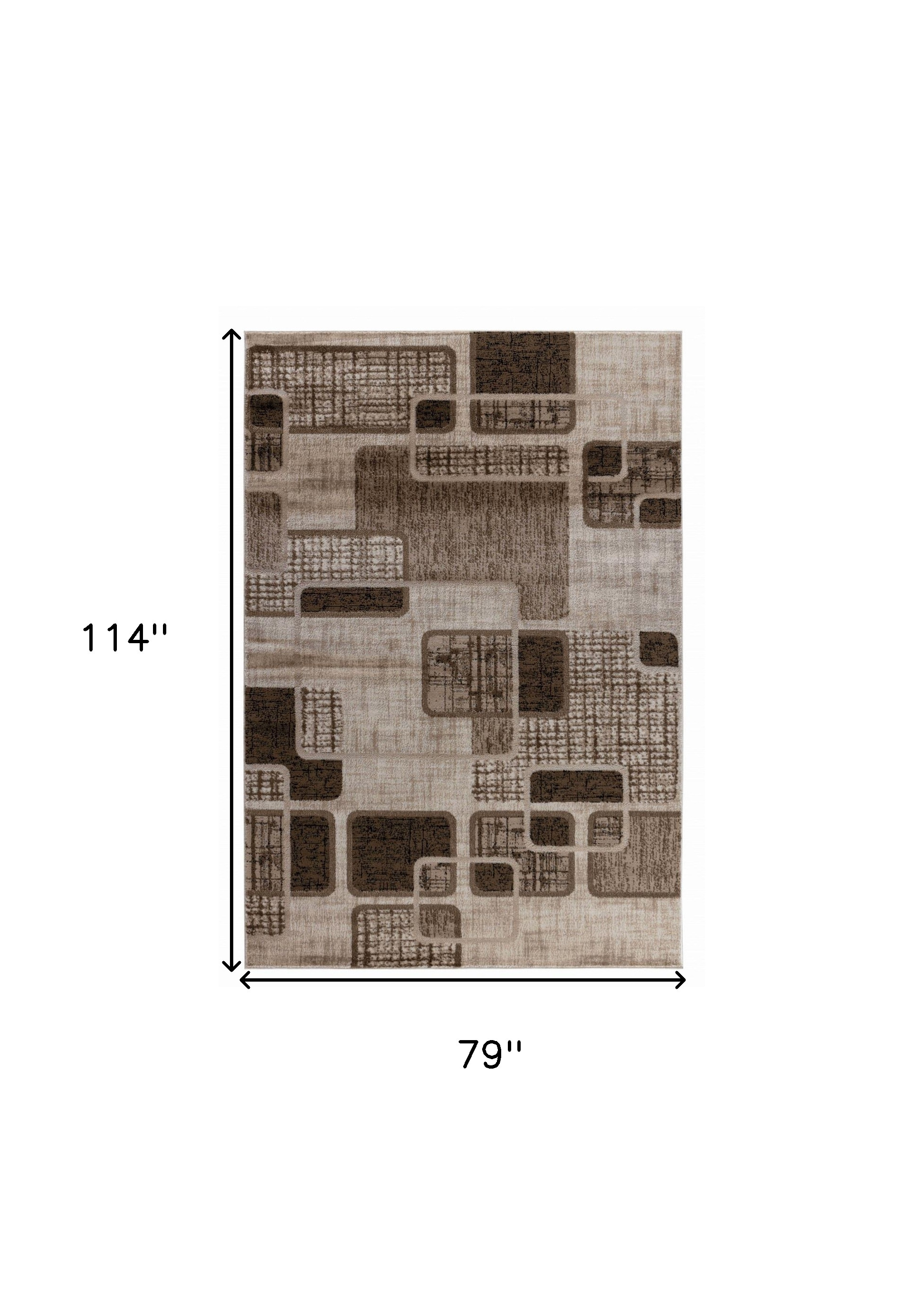 7" X 10" Brown Geometric Area Rug
