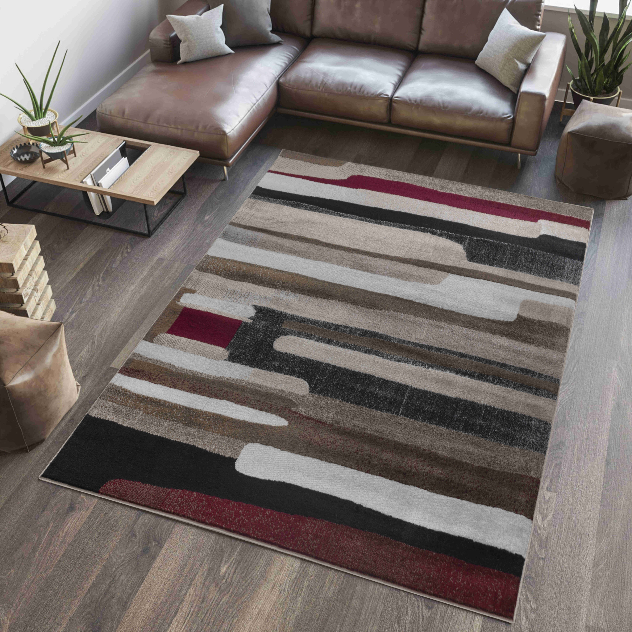 7" X 10" Brown Abstract Area Rug