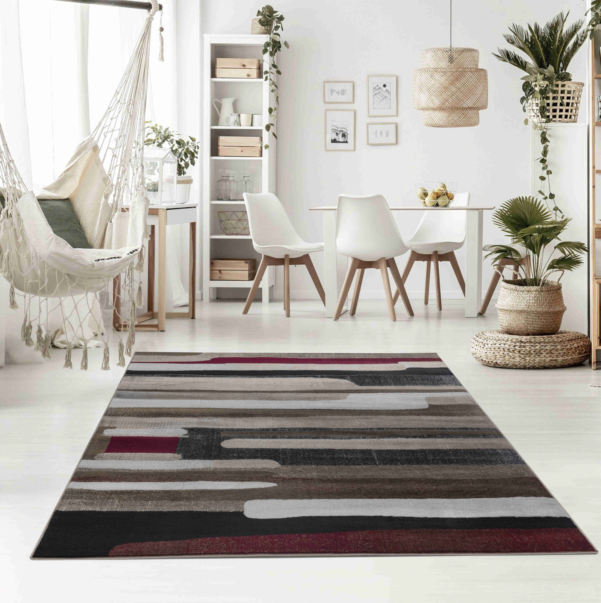 7" X 10" Brown Abstract Area Rug