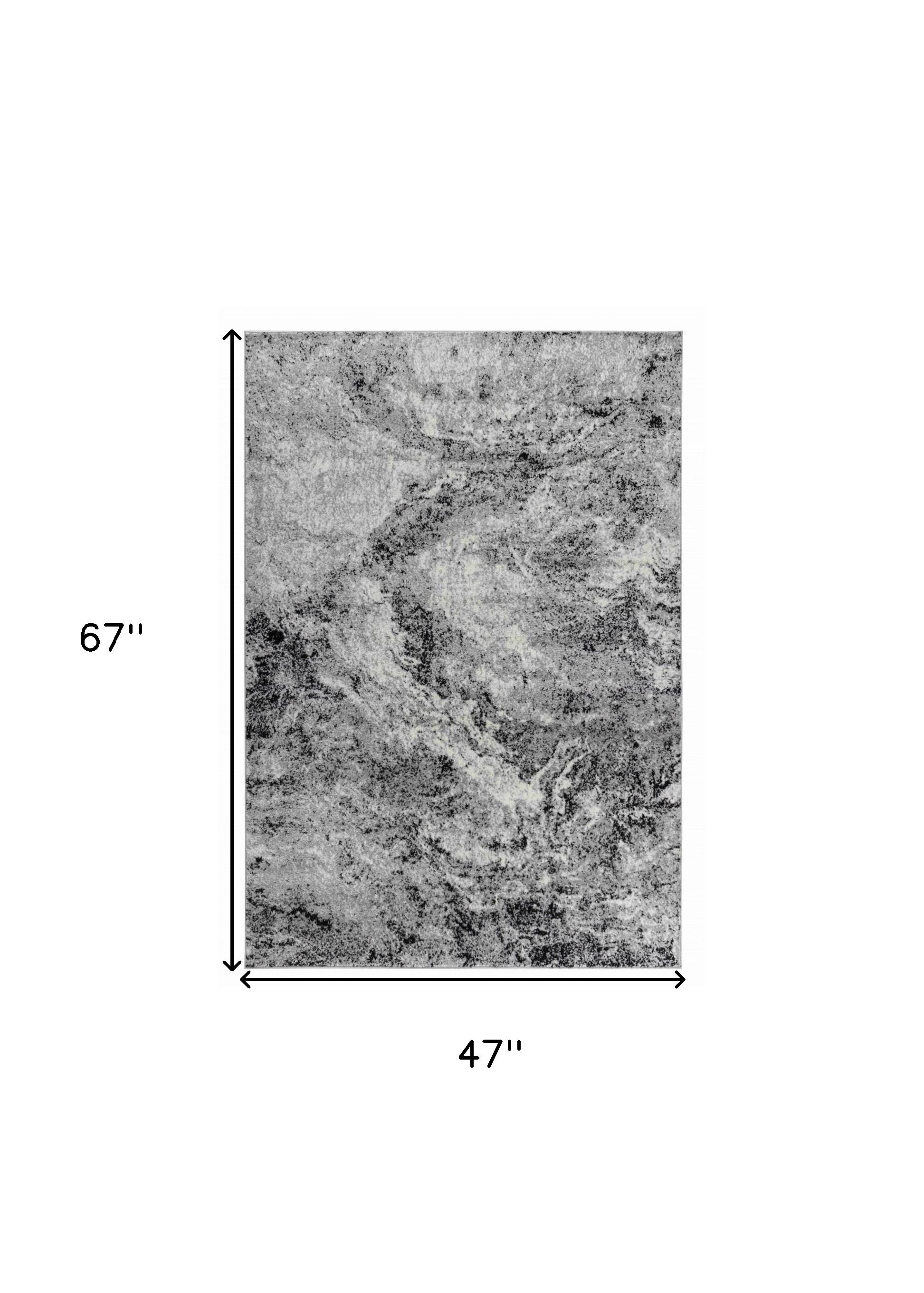 4" X 6" Grey Abstract Area Rug
