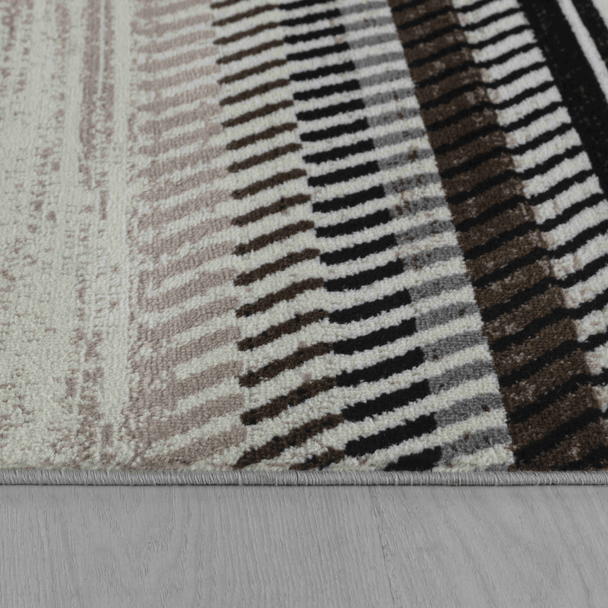 7" X 10" Beige Striped Area Rug
