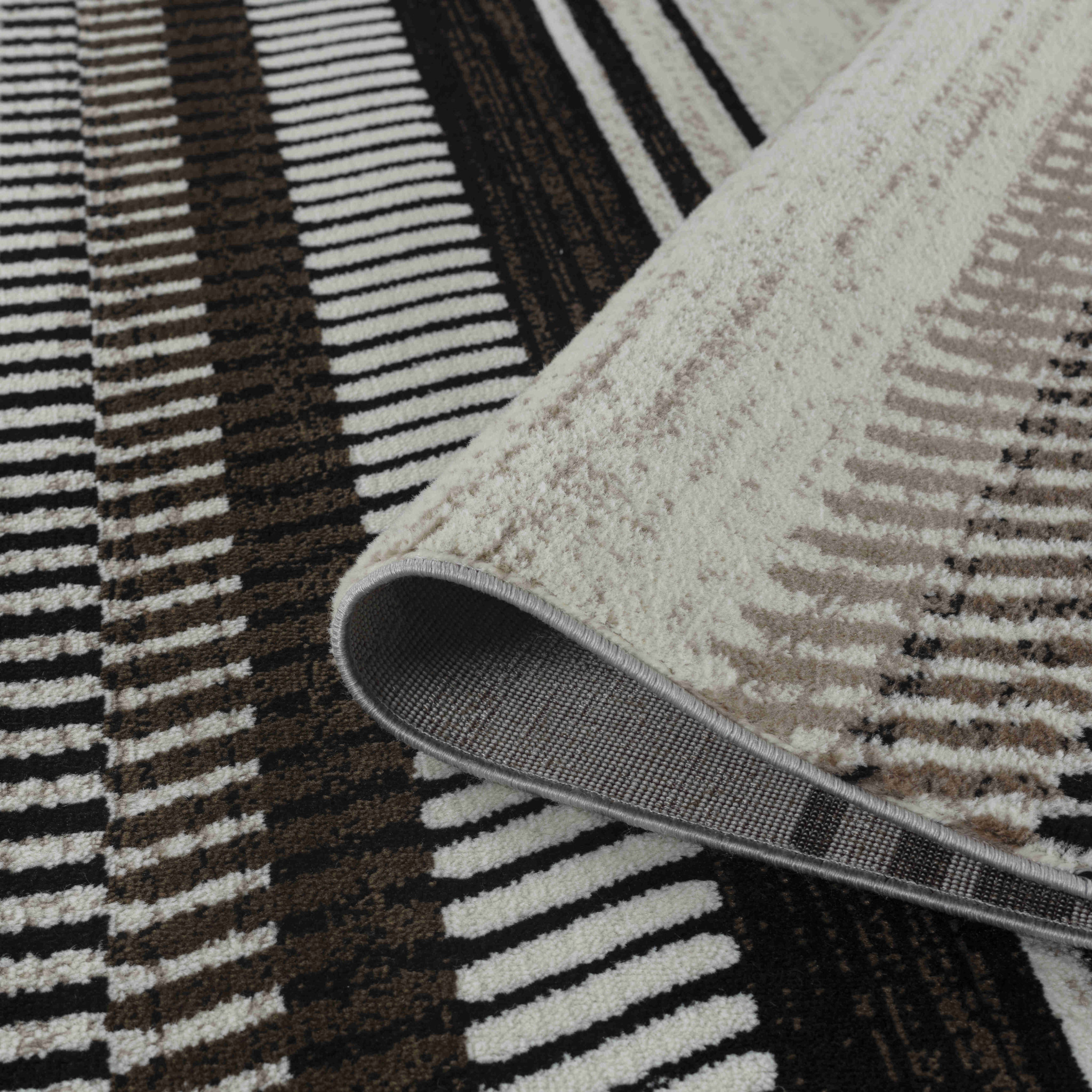 7" X 10" Beige Striped Area Rug