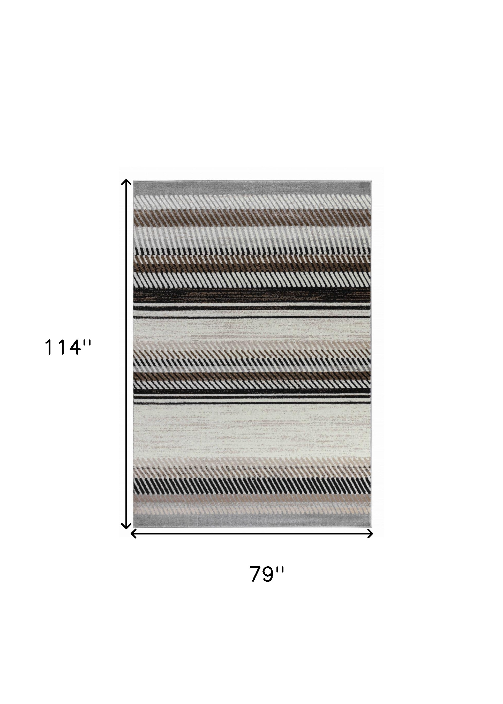 7" X 10" Beige Striped Area Rug