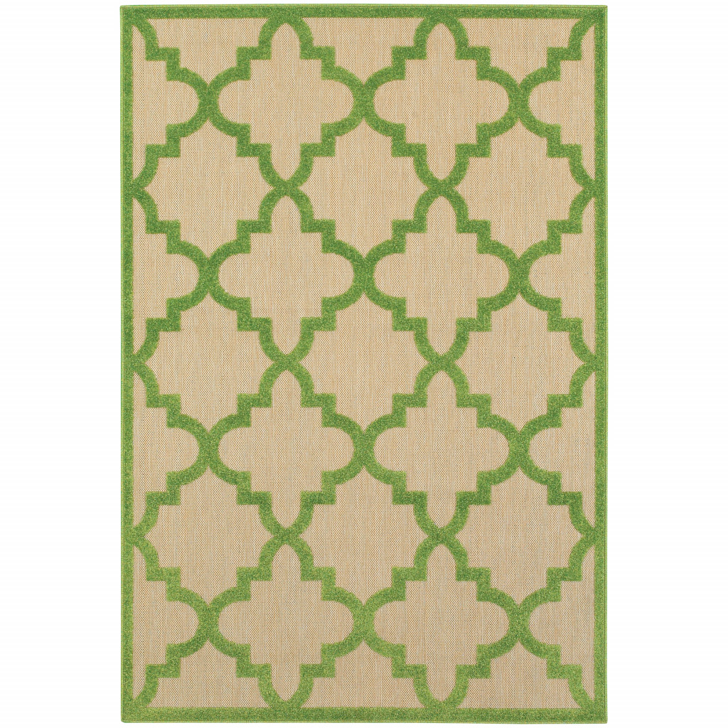4' X 5' Green Geometric Stain Resistant Indoor Outdoor Area Rug-506793-1